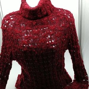 Dark Red/ Burgundy knitted heather sweater